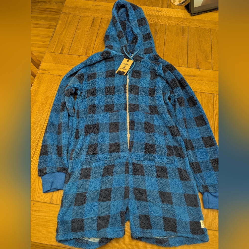 Chubbies Fleece The Mariner blue plaid Chubbsie Men’s Size L NWT one piece - Picture 1 of 7